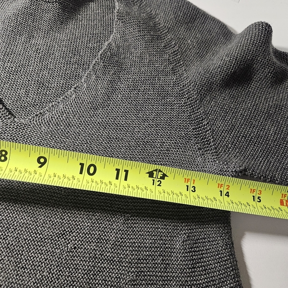 Hannes Roether Gemany Grey Marino Wool Ribbed V-Neck Sweater Dress - Picture 13 of 16